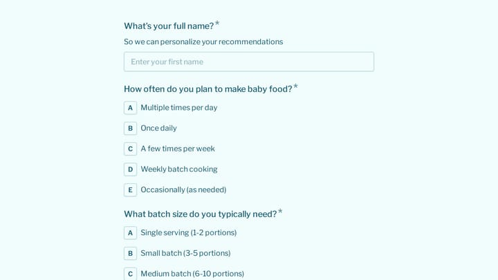 Baby Food Maker Selector Quiz preview