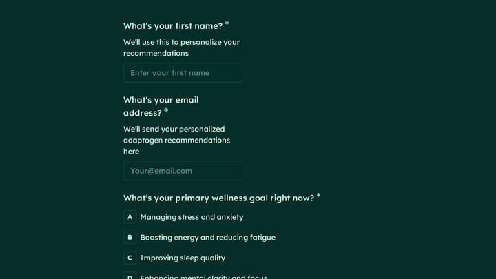Adaptogen Recommendation Quiz preview