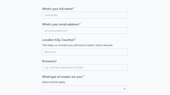 Creator Mutual Aid Network Application preview