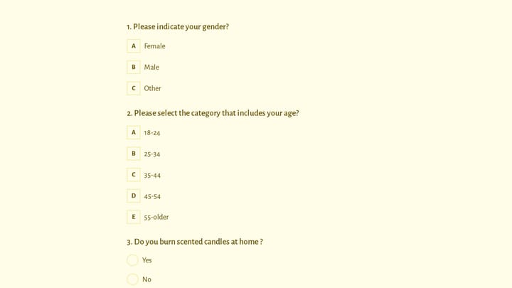 Candle Survey Form preview
