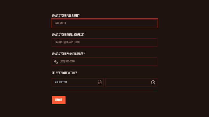 Menu Order Form preview
