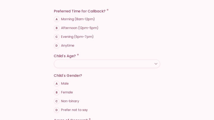 Request a Callback preview