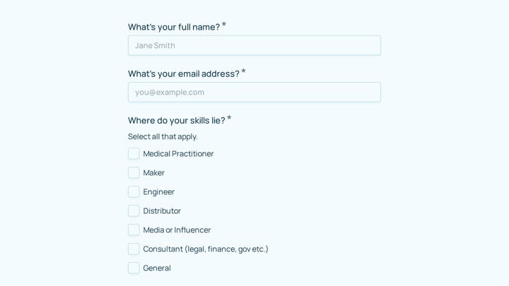 COVID-19 Volunteer Form preview