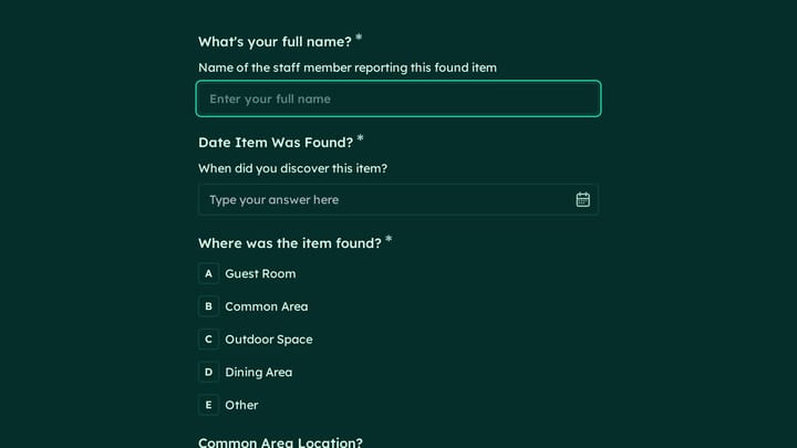 Found Item Report preview