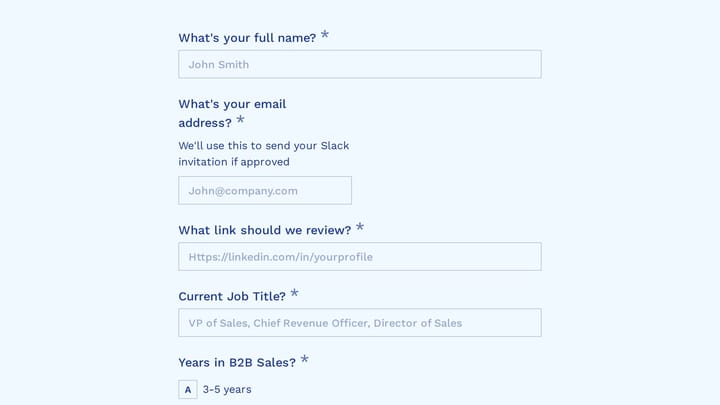 B2B Sales Leaders Community Application preview
