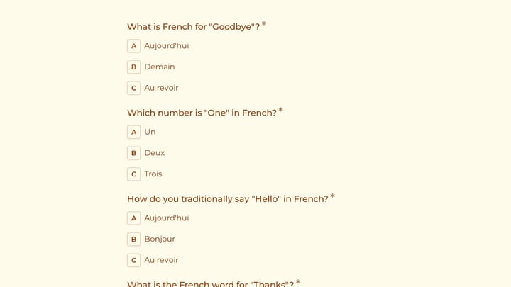 French Quiz preview