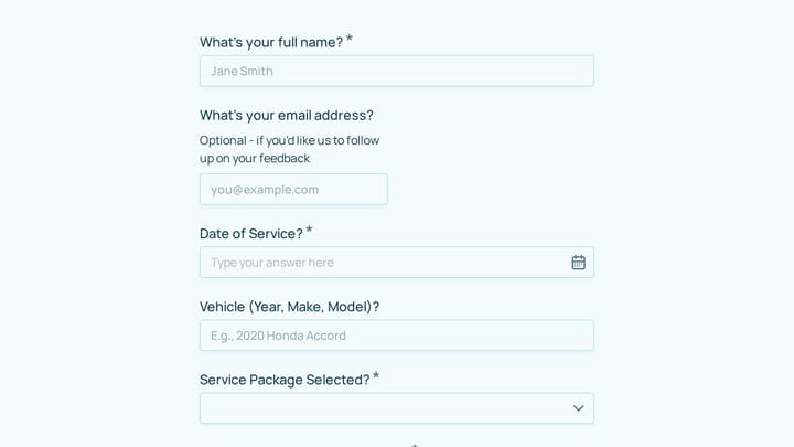 Auto Detailing Service Satisfaction Survey preview