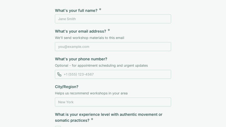 Workshop Information Request preview
