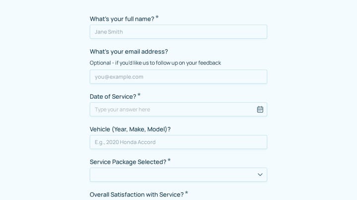 Auto Detailing Service Satisfaction Survey preview