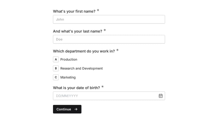 Employee information form preview