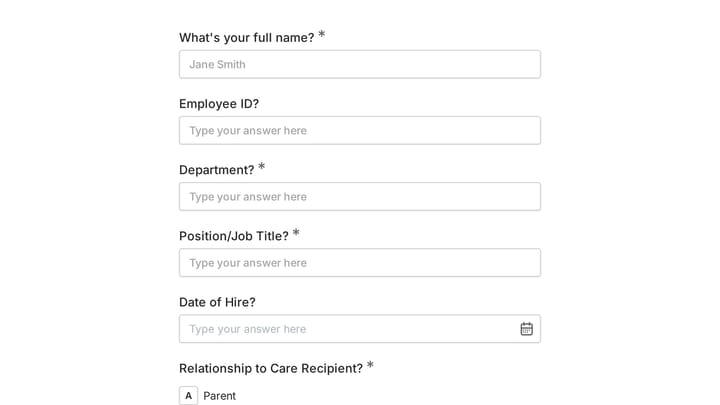 Caregiver Remote Work Request Form preview
