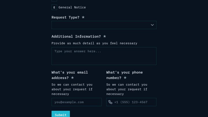 Housekeeping Request Form preview