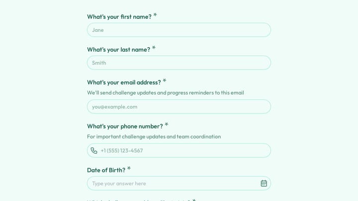 Fitness Challenge Intake preview
