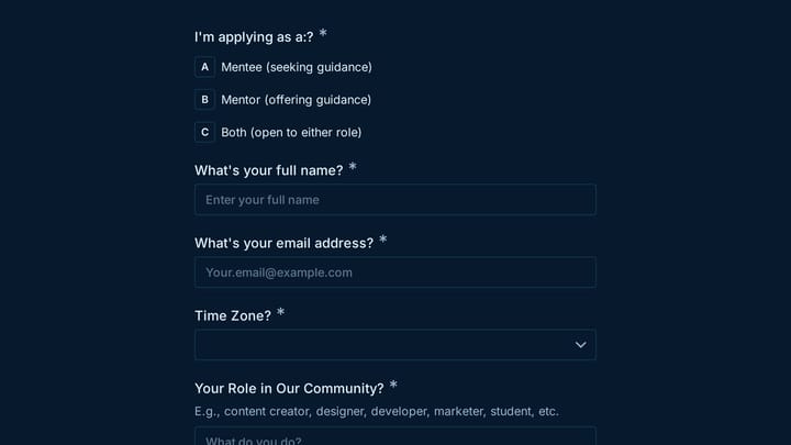 Community Mentorship Matching preview