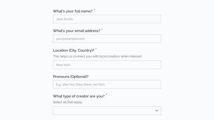 Creator Mutual Aid Network Application preview
