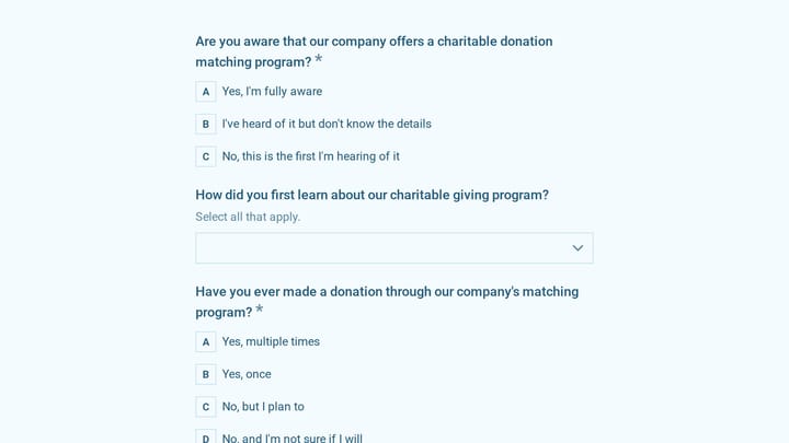 Company Charitable Giving & Donation Matching Survey preview