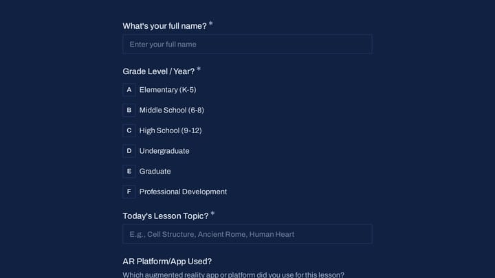 AR Lesson Feedback Survey preview