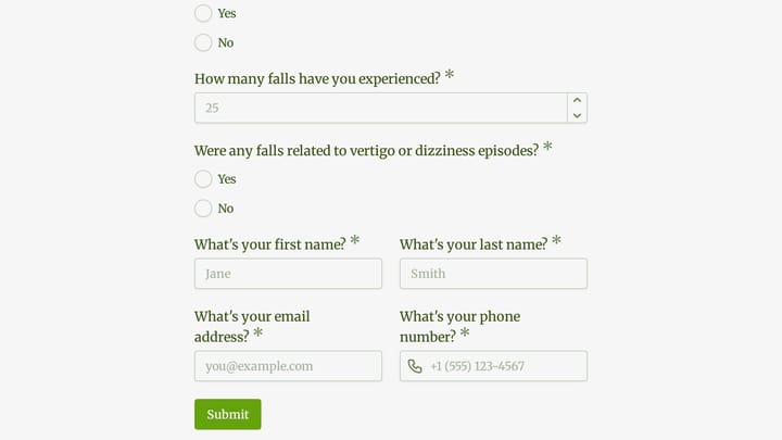 BPPV Screening & Assessment Form preview