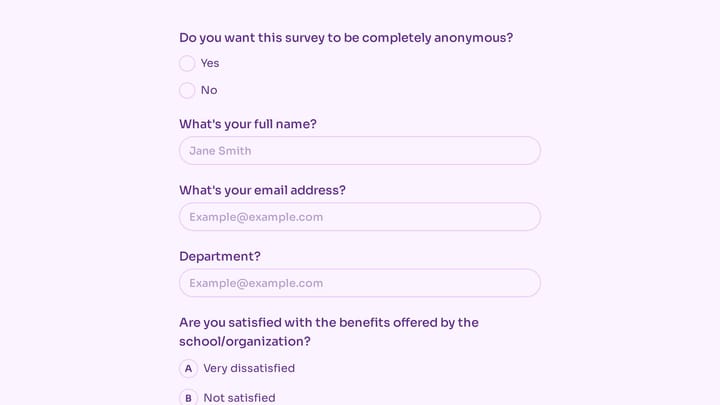 Teacher Satisfaction Survey Form preview