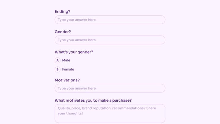 User Persona Questionnaire preview