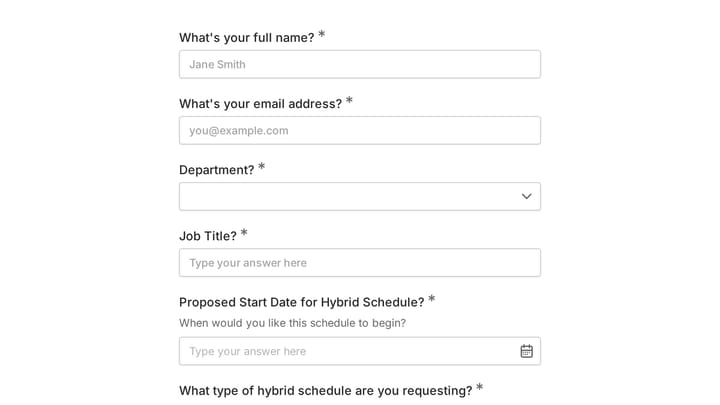 Hybrid Schedule Coordination Form preview