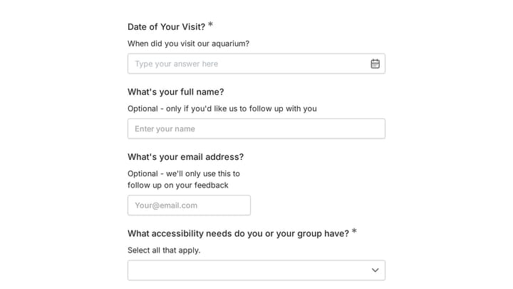Aquarium Accessibility Feedback preview