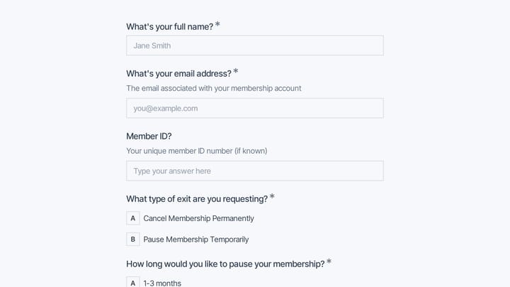 Membership Exit Request preview