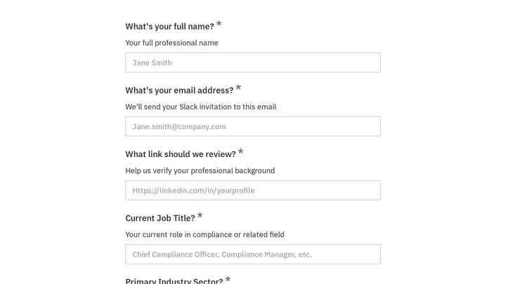 Compliance Officers Community Application preview