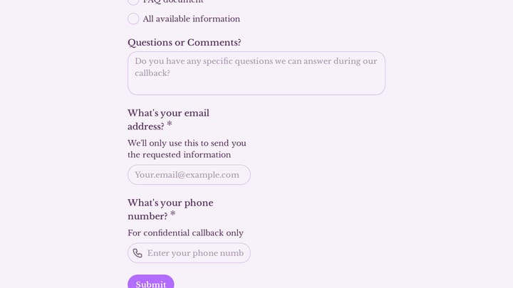Program Information Request preview