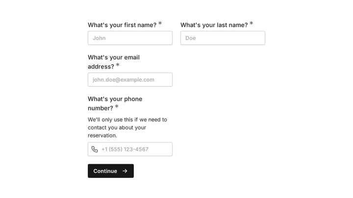 Airport Pickup Reservation Form preview