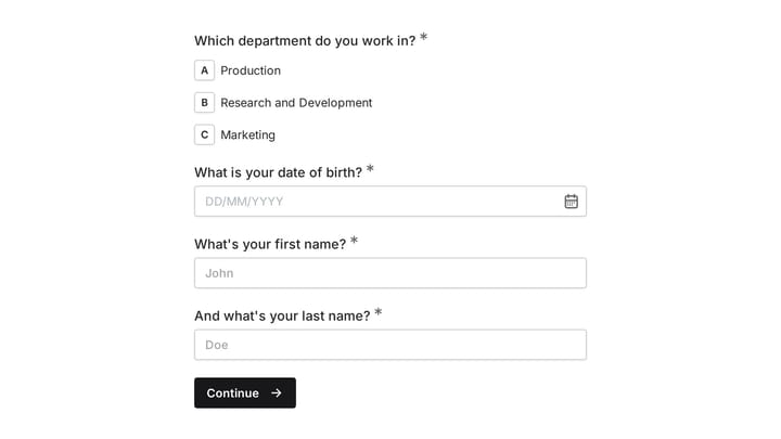 Employee information form preview