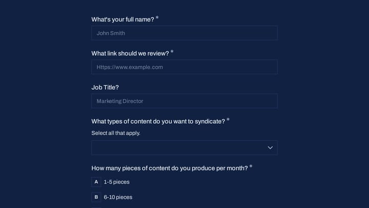 Content Syndication Inquiry preview