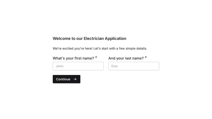 Electrician Job Application Form preview