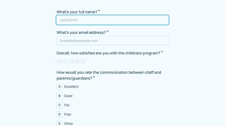 Childcare Program Evaluation Form preview