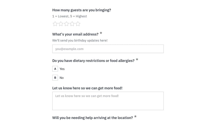 RSVP Form preview