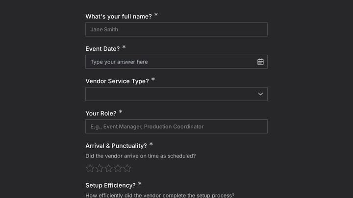 Event Production Vendor Evaluation preview