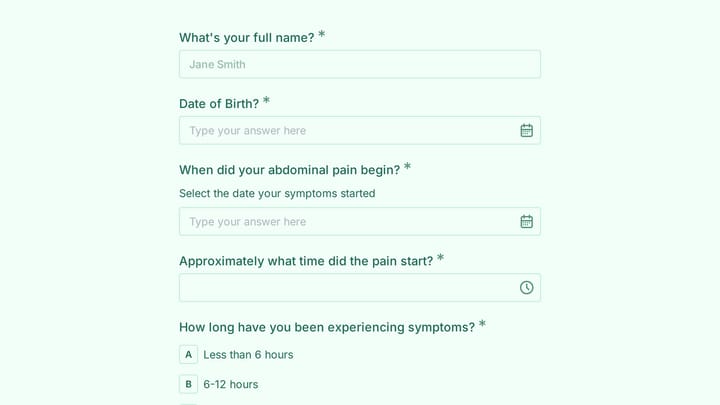 Appendicitis Screening Assessment preview