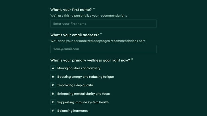 Adaptogen Recommendation Quiz preview