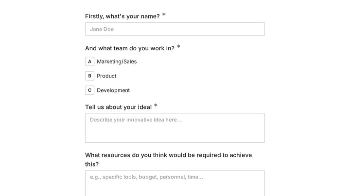 Employee Suggestion Form preview