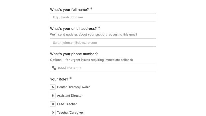 Software Support Request preview