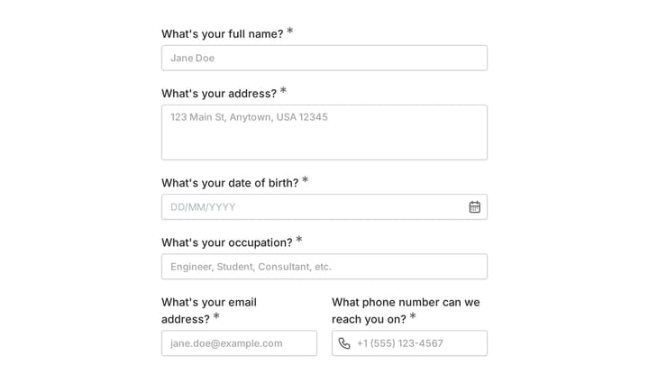 Data Collection Form preview
