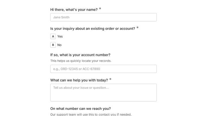 Customer Contact Form preview