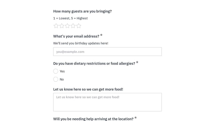 RSVP Form preview
