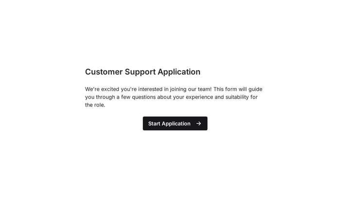 Customer Support Job Application Form preview