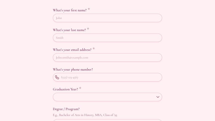 Alumni Association Contact Form preview