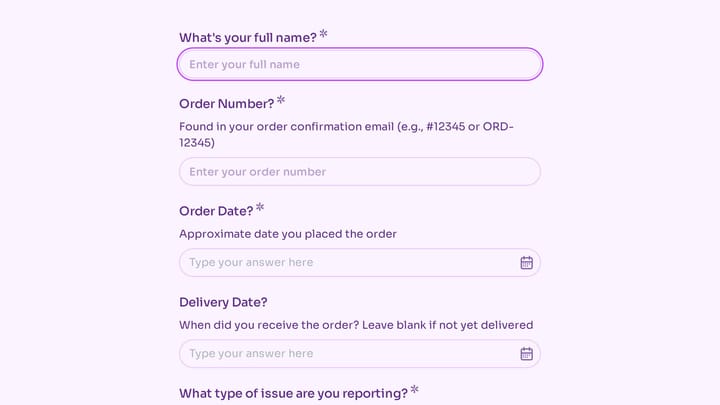 Order Problem Report preview