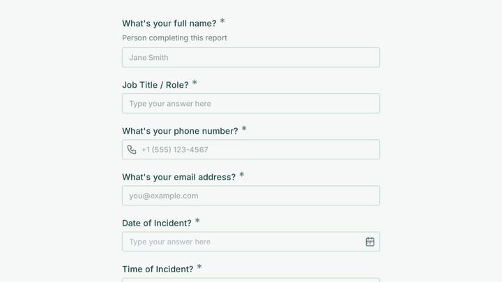 Patient Safety Incident Report preview