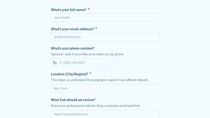 Demand Avoidance Support Affiliate Application preview