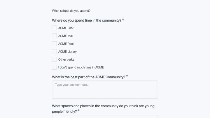 School Community Survey Form preview