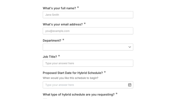 Hybrid Schedule Coordination Form preview